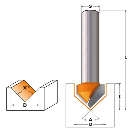 Изображение Фреза для V-образных пазов  HM CT Z2 Makita D-10746