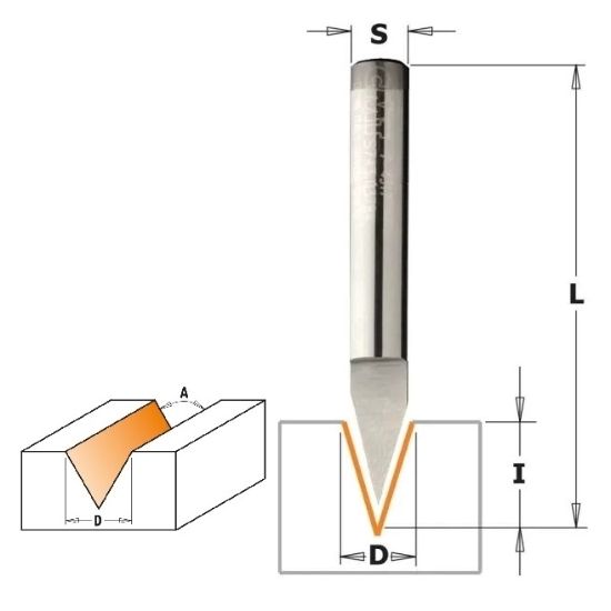 Изображение Фреза для V-образных пазов HWM Z1 CMT 758.002.11