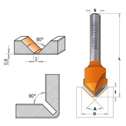Изображение Фреза для V-образных пазов HW Z2 Alucobond CMT 915.001.11