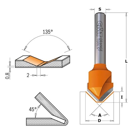 Изображение Фреза для V-образных пазов HW Z2 Alucobond CMT 915.002.11