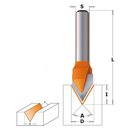 Изображение Фреза для V-образных пазов HW Z2 CMT 958.003.11