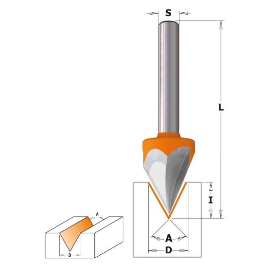 Изображение Фреза для V-образных пазов HW Z3 CMT 958.001.11
