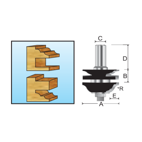 Изображение Фреза комбинированная рамочная составная (Римская S-образная) R2.38мм Makita D-11966