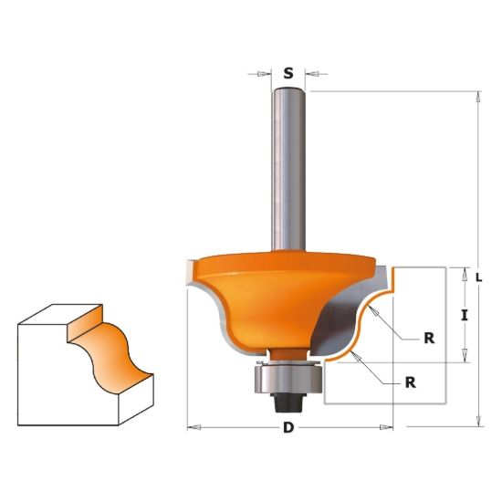 Изображение Фреза кромочная калёвочная (S-образная) с ниж. подшип. HM CT Z2 Makita D-11542