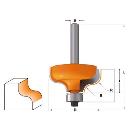 Изображение Фреза кромочная калёвочная (S-образная) с ниж. подшип. HM CT Z2 Makita D-11564