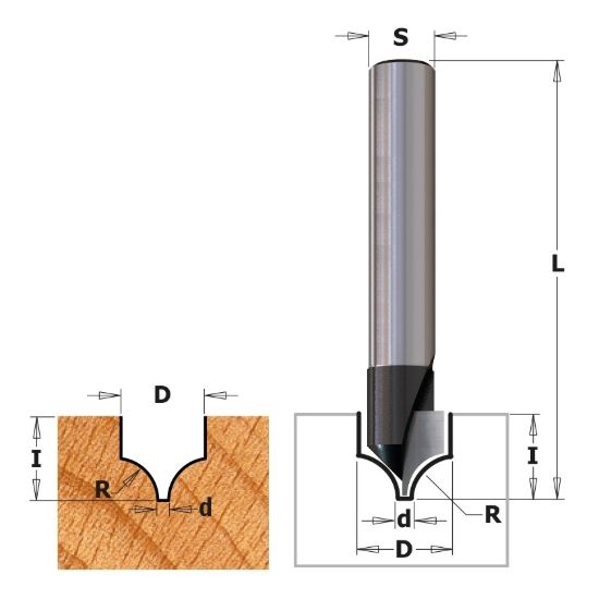 Изображение Фреза пазовая фасонная (каплевидная) HW Z2 Contractor CMT K965-100
