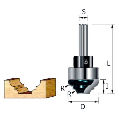 Изображение Фреза пазовая фасонная с верх. подшип. HM CT Z2 Makita D-11156