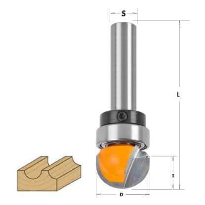 Изображение Фреза пазовая галтельная с верх. подшип. HW Z2 CMT 914.160.11B