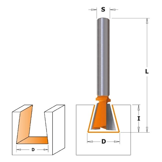 Изображение Фреза пазовая ласточкин хвост HM CT Z2 Makita D-10883