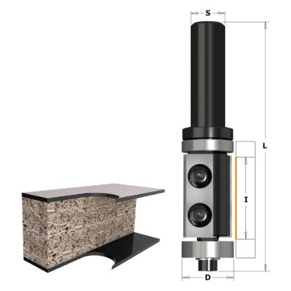 Изображение Фреза прямая для окантовки с ниж. и верх. подшип. HW Z2 смен. ножи CMT 657.191.11B