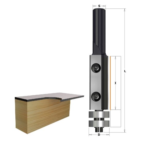 Изображение Фреза прямая для окантовки с ниж.подшип. HW Z2 смен. ножи CMT 657.991.11