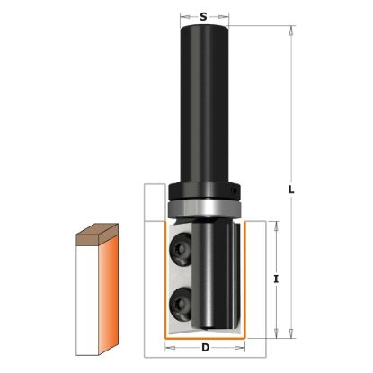 Изображение Фреза прямая для окантовки с верх. подшип. HW Z2 смен. ножи CMT 656.160.11