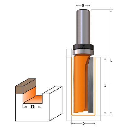 Изображение Фреза прямая пазовая с верх. подшип.  HW Z2 CMT 912.690.11B