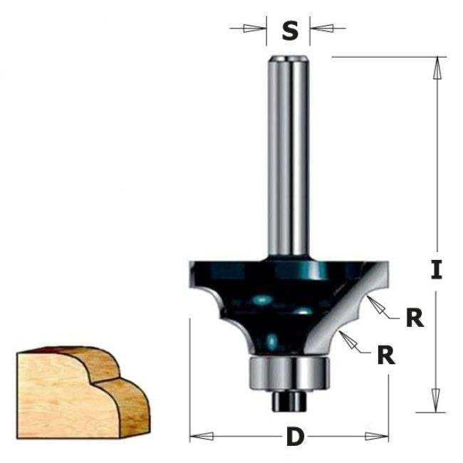 Изображение Фреза профильная для двойной круглой кромки HM CT Z2 Makita D-11405