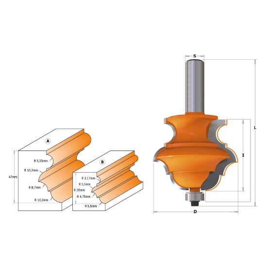 Изображение Фреза профильная с ниж. подшип. HW Z2 CMT 956.802.11