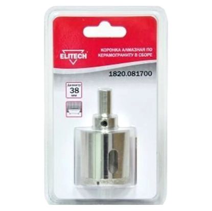 Коронка с алмазным напылением, в сборе D= 38мм Elitech 1820.081700