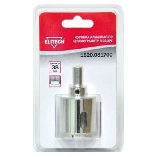 Коронка с алмазным напылением, в сборе D= 38мм Elitech 1820.081700