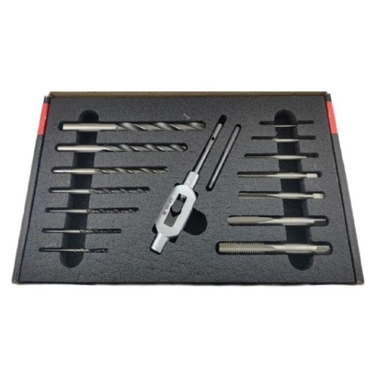 Изображение Набор метчиков м/р шт, воротков, сверл 15ед, (М3-М12) Р6М5 №76 ВиЗ 5503093