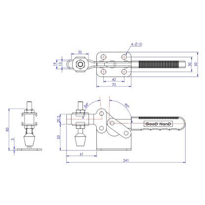 Зажим с горизонтальной ручкой Woodwork GH-200-W
