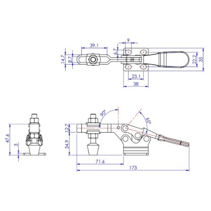 Зажим горизонтальный коленно-рычажный Woodwork GH-225-D