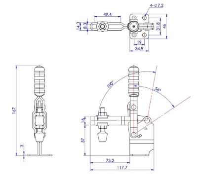 Зажим с вертикальной ручкой Woodwork GH-12130-HB