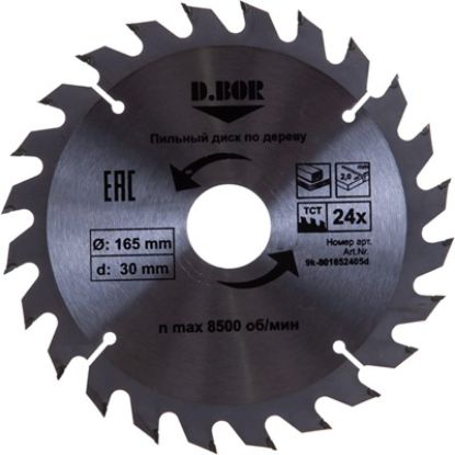 Изображение Пильный диск 165x2.0x30(25.4)мм 24тв.зуб D.Bor 9k-801652405d