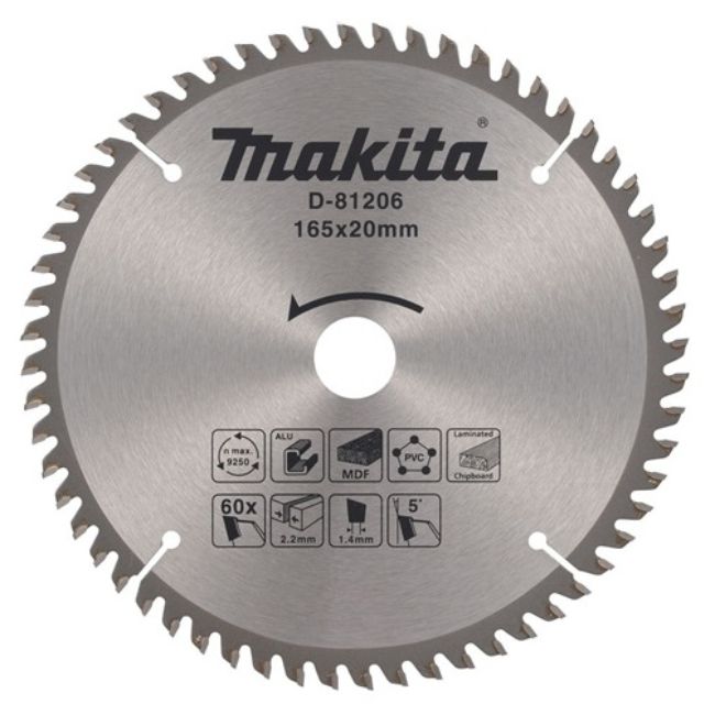 Изображение Пильный диск 165x2.2x20мм 60тв.зуб Makita D-81206